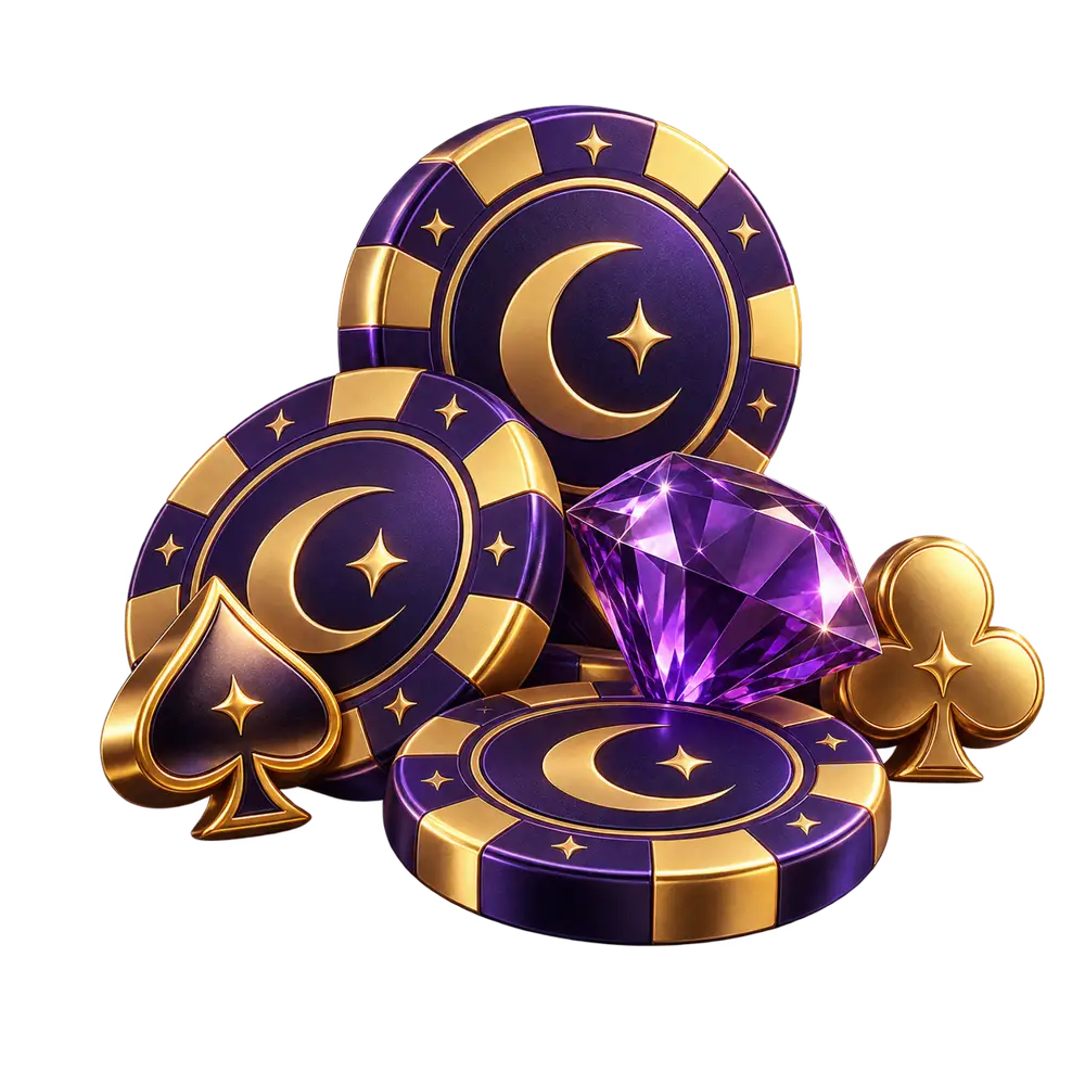 Nightluck Casino purple chips and playing card symbols