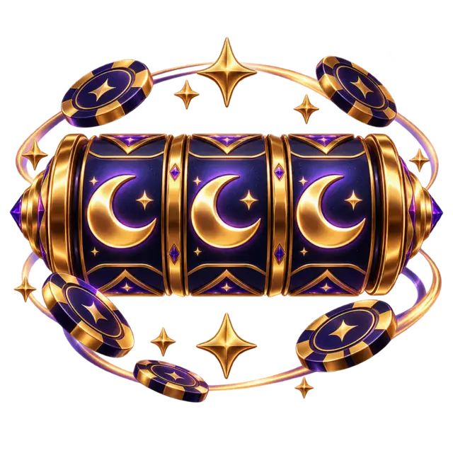 Nightluck Casino reel illustration with crescent moon symbols